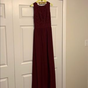 Long dress with sheer lace top